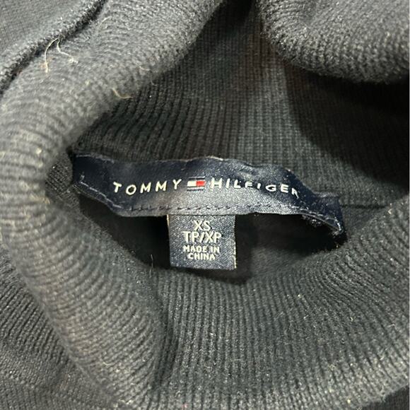 Tommy Hilfiger Stella Navy Blue Turtleneck Sweater XS Button Cuff Y2K - Picture 9 of 12